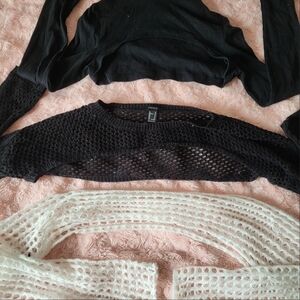 Forever 21 Black and White Mesh Crop Tops
